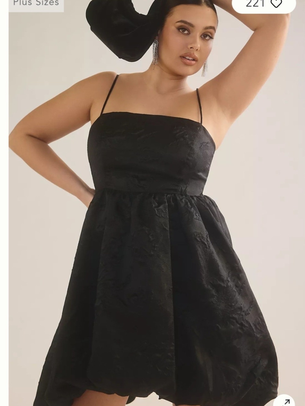 Anthropologie Black Textured Mini Dress with Spaghetti Straps